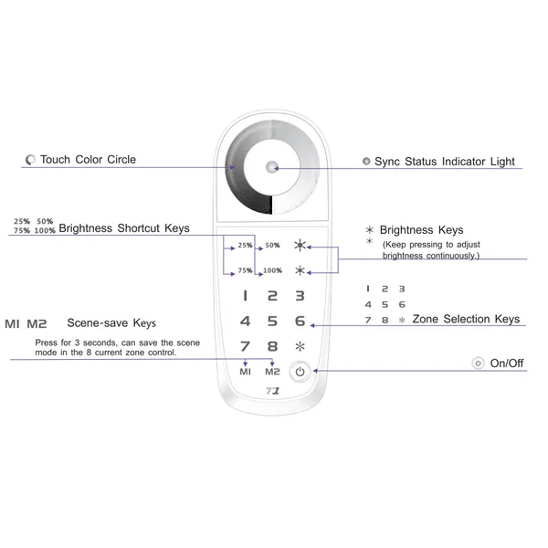 Touch Dimming 2.4GHz RF Remote Control.5Vdc Built-in Lithium Battery, 30 range, IP20. T1  LTECH Remote Control